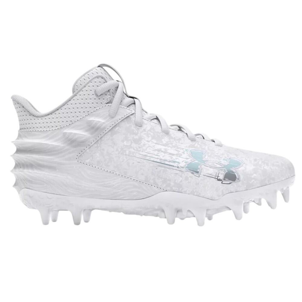 Under Armour Boys Blur Smoke Suede MC Football Cleats US 1.5 White EUC